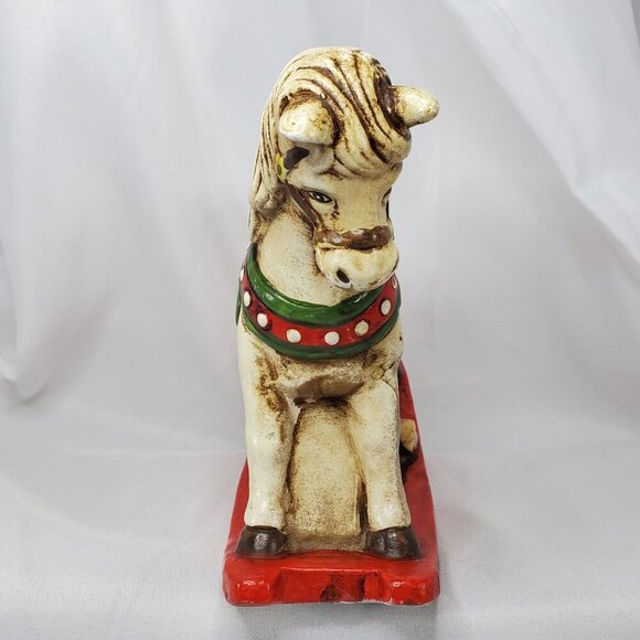 Vintage Enesco Decorative Rocking Horse Coin Bank Piggy Bank Christmas - Picture 3 of 13